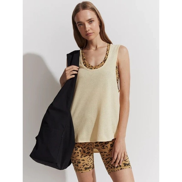 NWT Varley Arlee Perforated Mesh Athletic Tank Top Scooped Hem Women Yellow Sz S - Picture 1 of 8